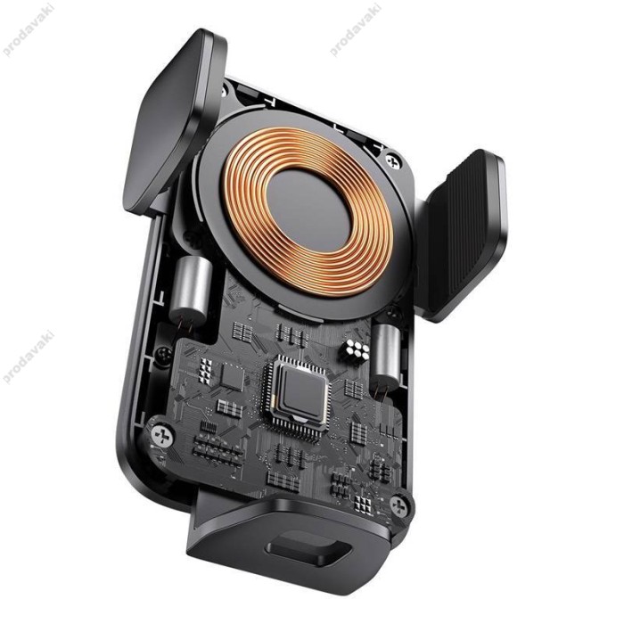 Автомобільний тримач із бездротовою зарядкою Baseus Wisdom Auto Alignment Car Mount Wireless Charger QI 15W Suction base Black CGZX000101