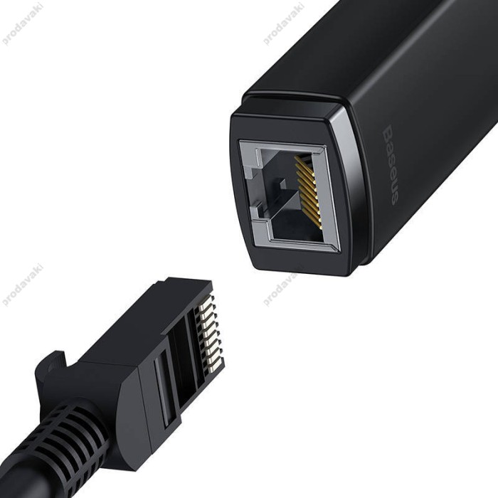Мережевий адаптер Baseus Lite Series Ethernet Adapter Type-C to RJ45 100 Mbps 0.225m Black WKQX000201