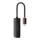 Мережевий адаптер Baseus Lite Series Ethernet Adapter Type-C to RJ45 100 Mbps 0.225m Black WKQX000201