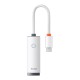Мережевий адаптер Baseus Lite Series Ethernet Adapter Type-C to RJ45 1000 Mbps 0.225m White WKQX000302
