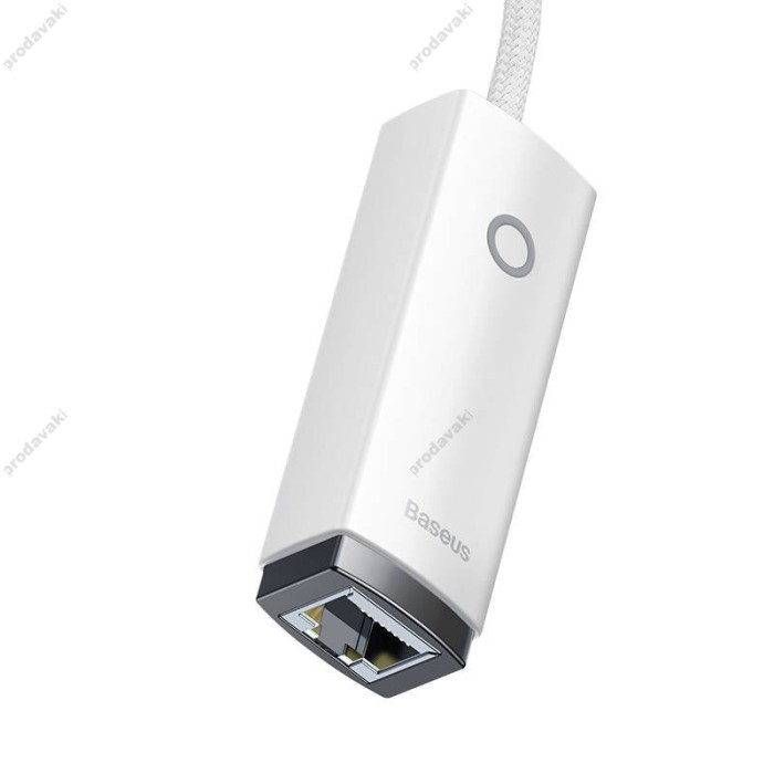 Мережевий адаптер Baseus Lite Series Ethernet Adapter Type-C to RJ45 1000 Mbps 0.225m White WKQX000302
