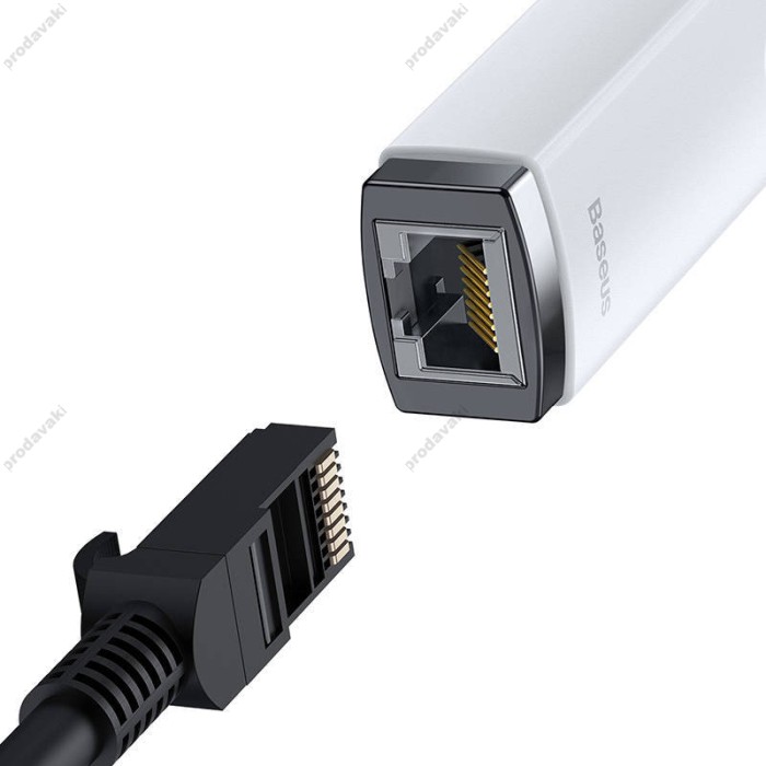 Мережевий адаптер Baseus Lite Series Ethernet Adapter Type-C to RJ45 1000 Mbps 0.225m White WKQX000302