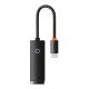Мережевий адаптер Baseus Lite Series Ethernet Adapter Type-C to RJ45 1000 Mbps 0.225m Black WKQX000301