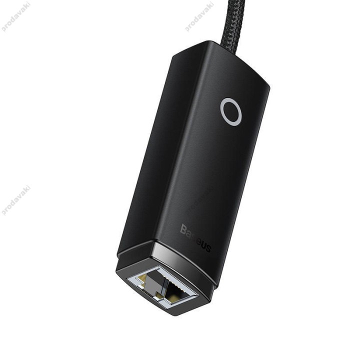 Мережевий адаптер Baseus Lite Series Ethernet Adapter Type-C to RJ45 1000 Mbps 0.225m Black WKQX000301