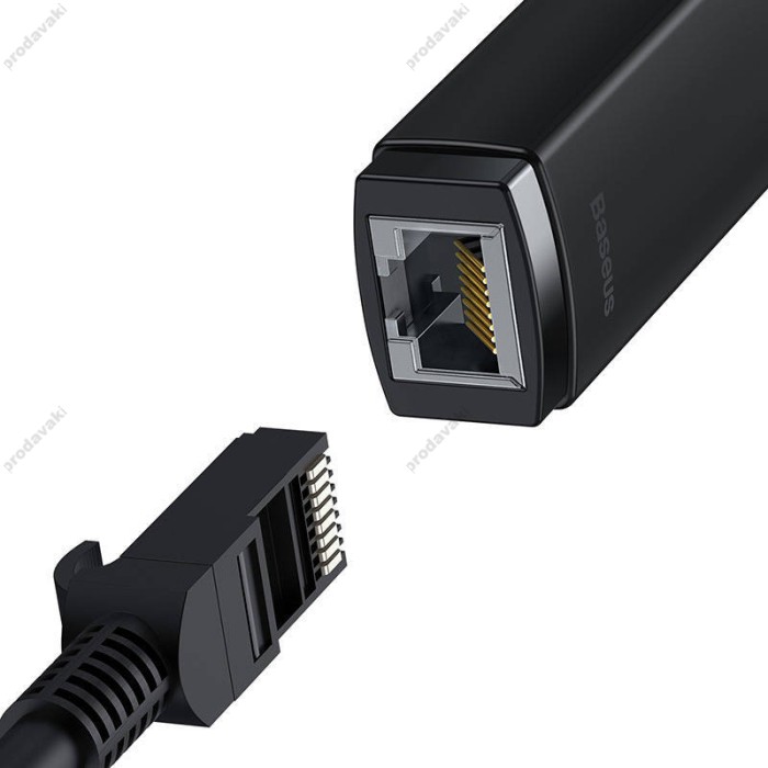Мережевий адаптер Baseus Lite Series Ethernet Adapter Type-C to RJ45 1000 Mbps 0.225m Black WKQX000301
