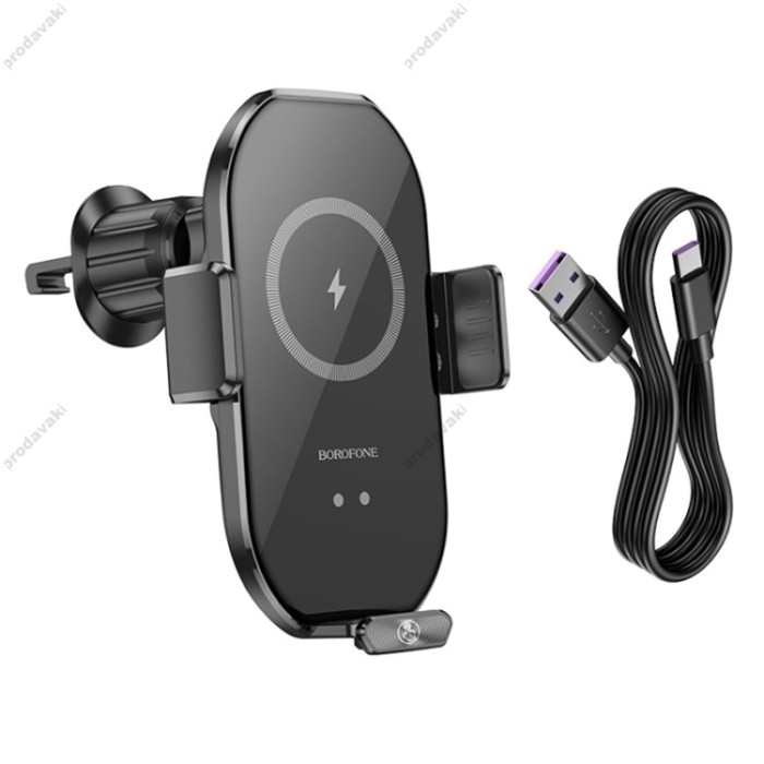 Автомобільний тримач із бездротовою зарядкою BOROFONE BH205 Rusher infrared wireless 15W Black
