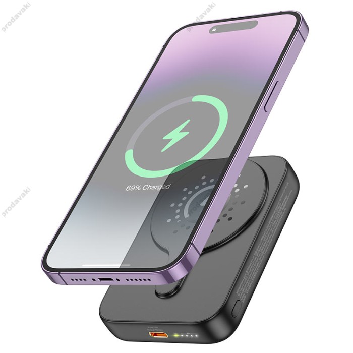 Повербанк портативний акумулятор Power Bank Hoco J117A Esteem MagSafe магнітний 20W 10000 mAh Black