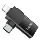 Перехідник Hoco UA17 Lightning Male + USB-C Male to USB Female DUAL Adapter Black