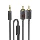 Аудіо адаптер подовжувач HOCO UPA28 2 RCA - Jack 3.5 2 pin AUX lotus audio cable (1.5М) стерео-кабель для пристроїв Чорний