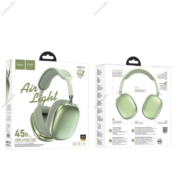 Бездротові Bluetooth навушники Hoco W35 Air Triumph headphones BT 5.3 Green