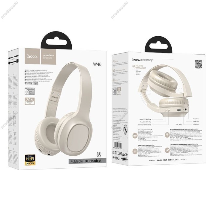 Бездротові Bluetooth навушники HOCO W46 Charm headphones BT 5.3 Milky White