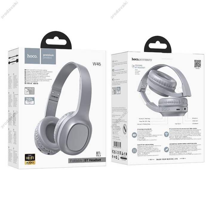 Бездротові Bluetooth навушники HOCO W46 Charm headphones BT 5.3 Light Blue