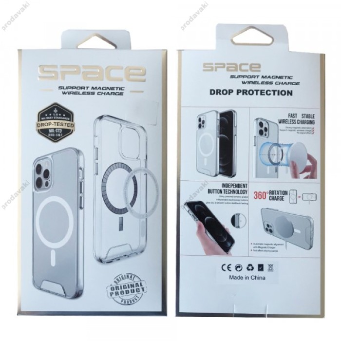 Чохол Space Collection Drop Protection MagSafe для iPhone 15 Plus прозорий