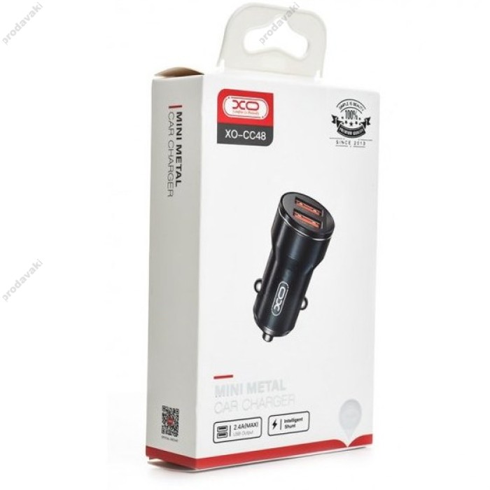 Автомобільний зарядний пристрій XO CC48 2USB 2.4A Black