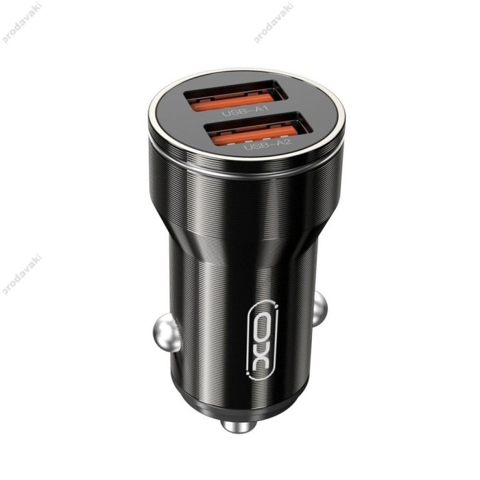 Автомобільний зарядний пристрій XO CC48 + Lightning 2USB 2.4A Black