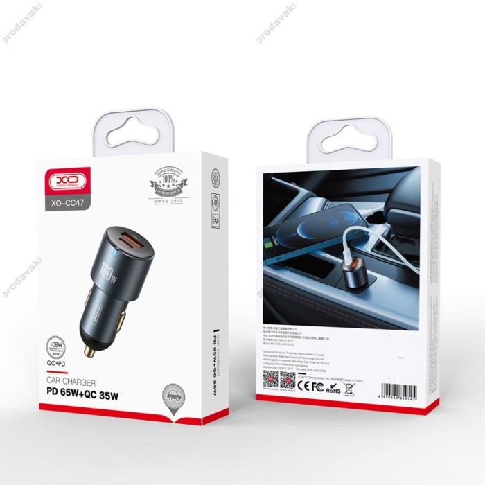 Автомобільний зарядний пристрій XO CC47 QC3.0 100W Black