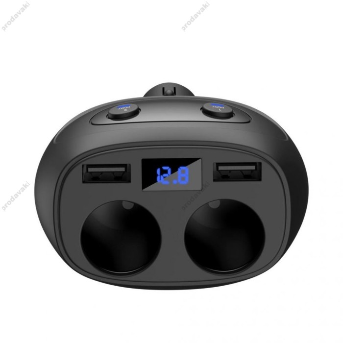 Автомобільний зарядний пристрій розгалужувач XO CC41 4в1 2USB / 6A Black