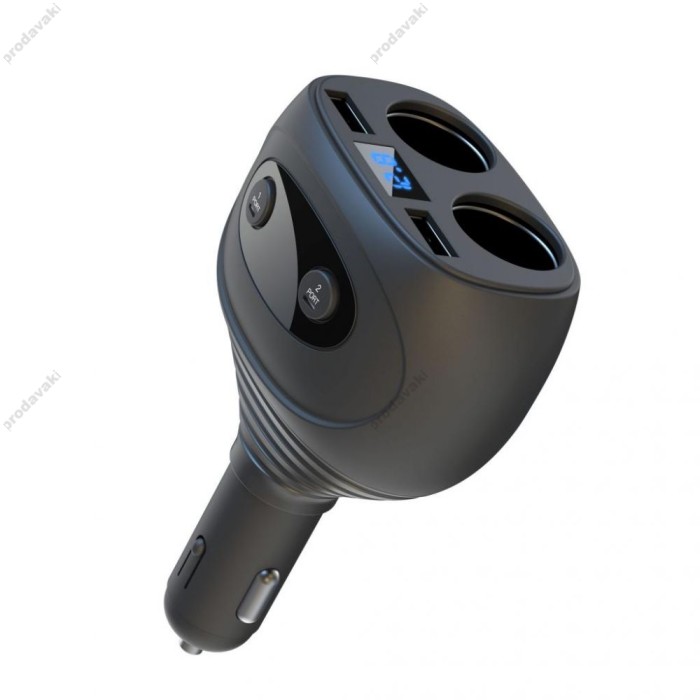 Автомобільний зарядний пристрій розгалужувач XO CC41 4в1 2USB / 6A Black