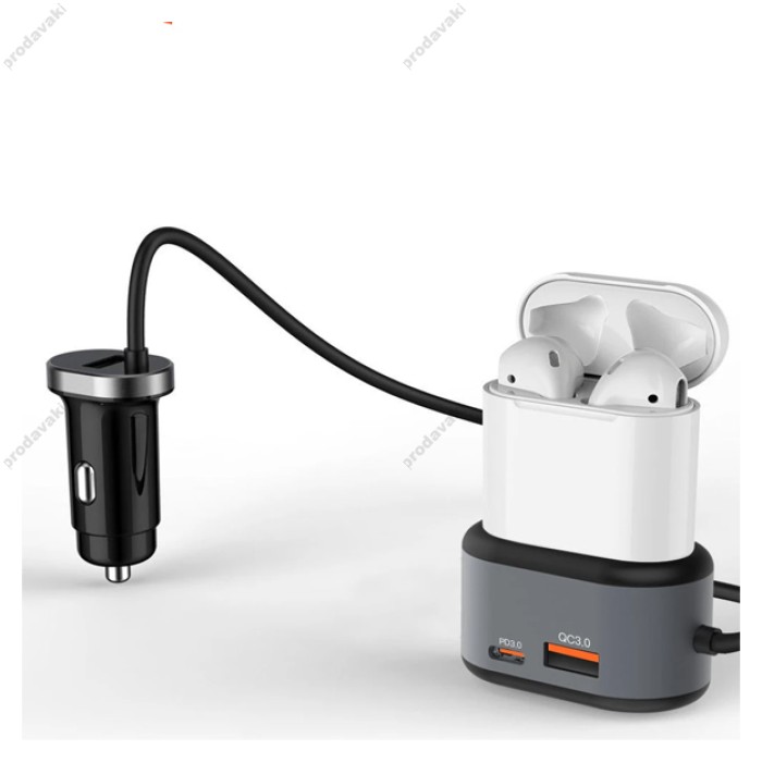 Автомобільний зарядний пристрій XO CC29 з конектором Lightning AirPods 35W Black