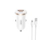 Автомобільний зарядний пристрій XO CC56 + Lightning 3A 30W White