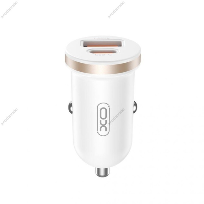 Автомобільний зарядний пристрій XO CC56 + Type-C 3A 30W White