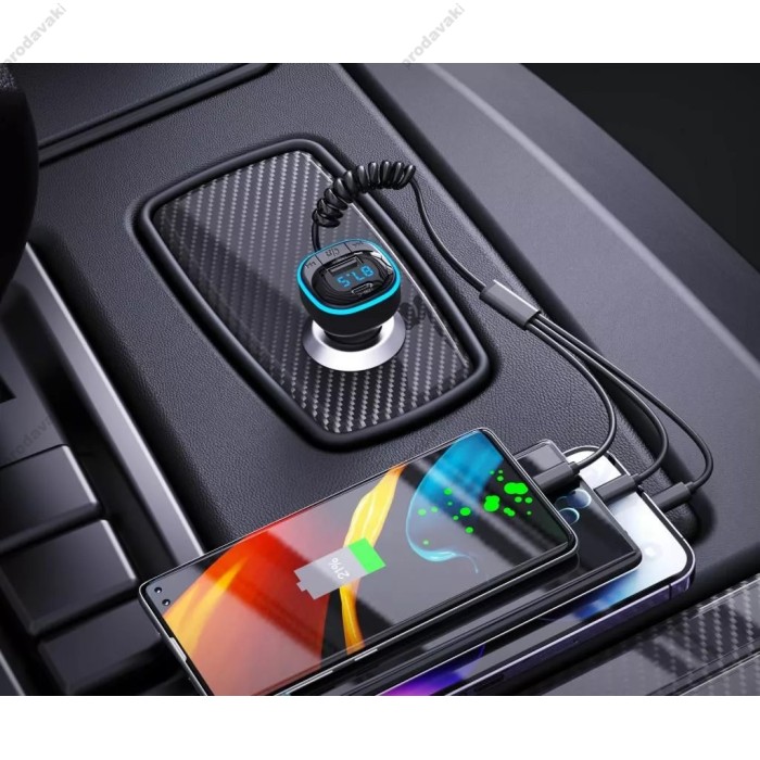 FM - трансмітер XO BCC07 PD 3.1A + Lightning / Micro / Type-C black