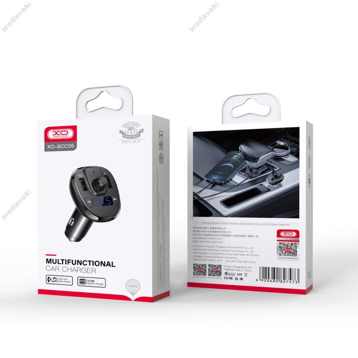 FM - трансмітер XO BCC05 2USB 3A Black
