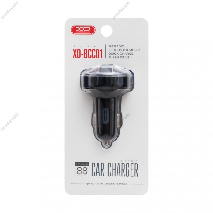 FM - трансмітер XO BCC01 2USB 3.1A Black