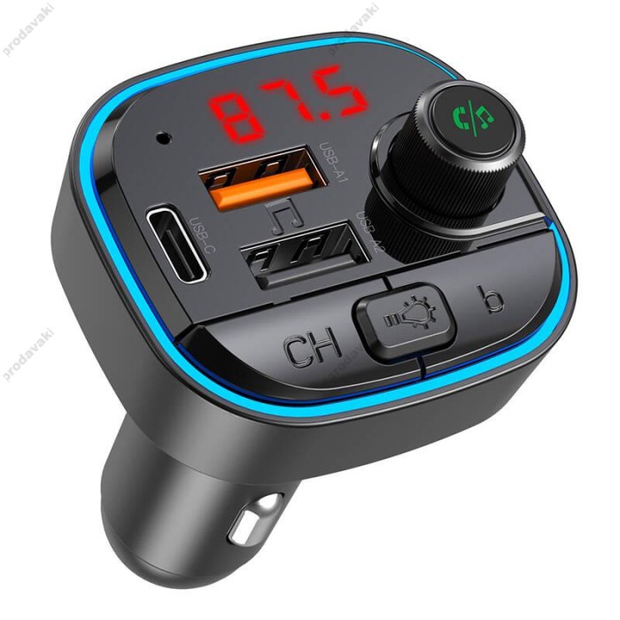 FM - трансмітер XO BCC11 Smart Bluetooth PD 2USB 3.1A black