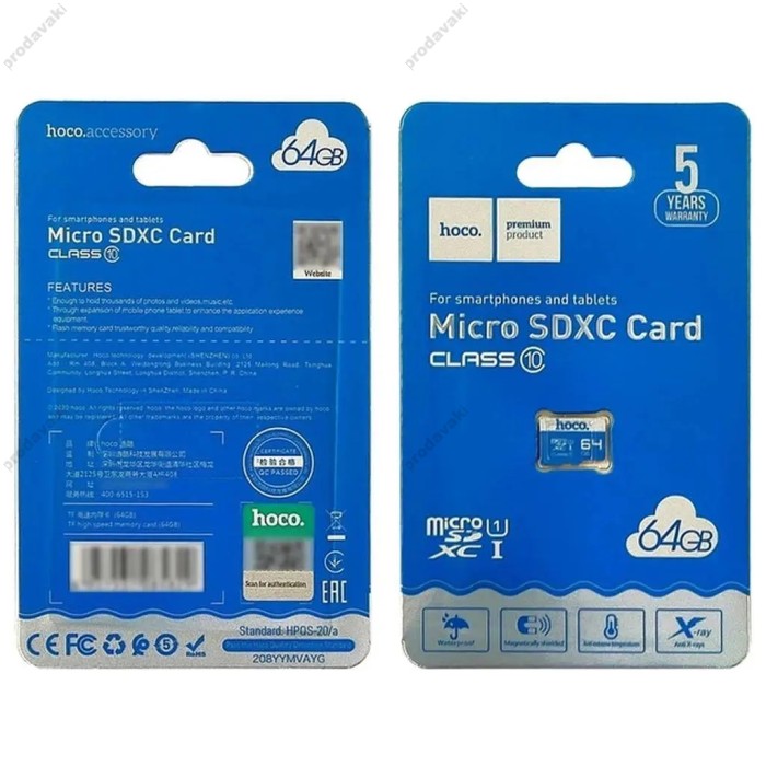 Карта пам'яті microSDXC HOCO TF high speed memory card Class 10 64GB