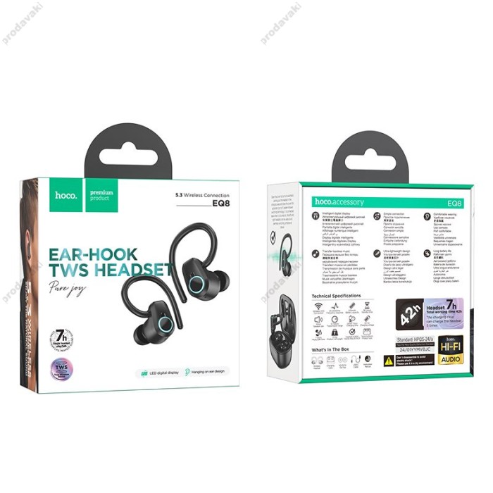 Бездротові Bluetooth навушники HOCO EQ8 Pure joy in-ear true wireless headset BT 5.3 Black