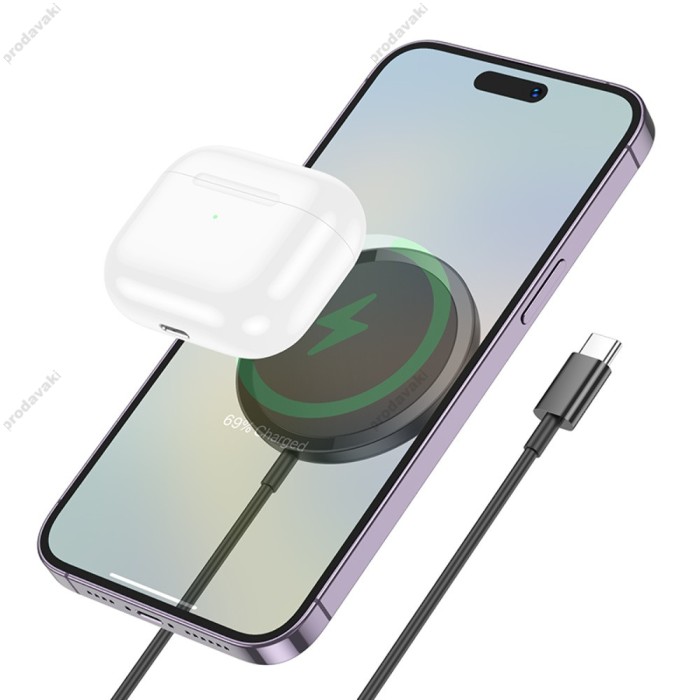 Бездротовий зарядний пристрій HOCO CW52 Enjoy magnetic wireless fast charging Black