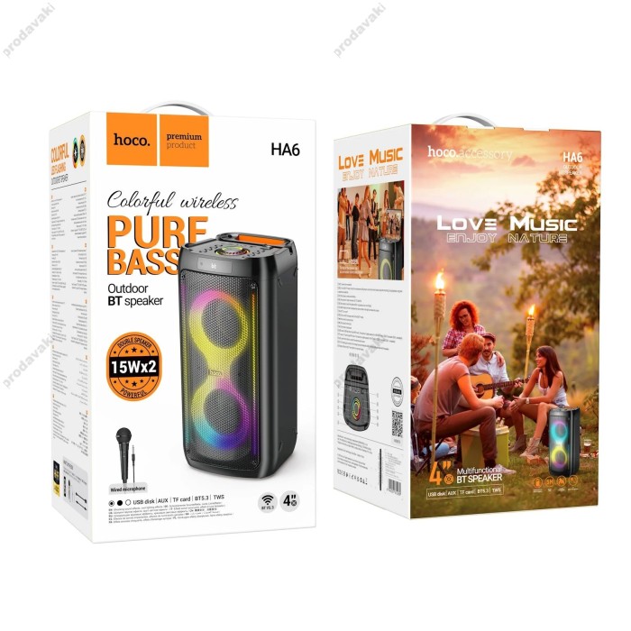 Портативна колонка Bluetooth HOCO HA6 Danny outdoor speaker 30W Black