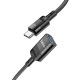 USB Подовжувач HOCO U107 USB to Type-C charging data sync extension cable USB3.0 / 3A / 1,2m. Black