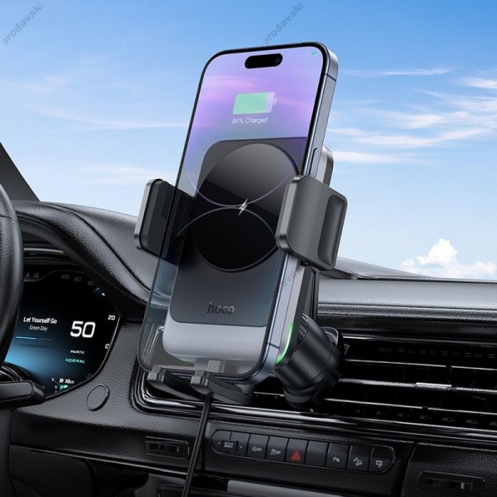 Автомобільний тримач із бездротовою зарядкою Hoco HW13 Speed wireless fast charging car holder (air outlet) Black