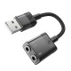 AUX-кабель аудіоадаптер HOCO LS37 Spirit 2-in-1 transparent external sound card for earphones USB to 3.5mm Black