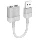 AUX-кабель аудіоадаптер HOCO LS37 Spirit 2-in-1 transparent external sound card for earphones USB to 3.5mm Gray
