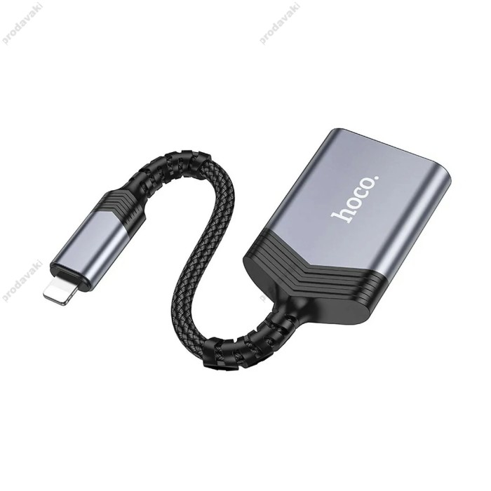 Кардрідер HOCO UA25 2в1 card reader Lightning Grey
