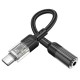 AUX-кабель аудіоадаптер HOCO LS37 Spirit transparent digital audio converter Type-C to 3.5mm Black