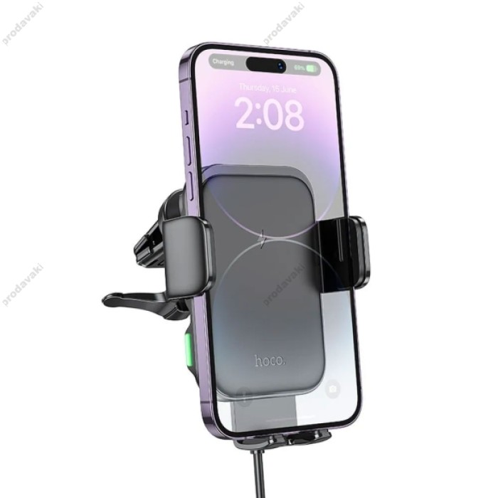 Автомобільний тримач Hoco HW10 Jenny three-axis linkage wireless fast charging car holder (air outlet) Black