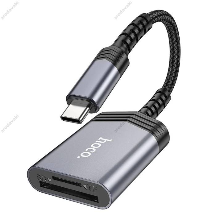 Кардрідер HOCO UA25 2в1 card reader Type-C Grey