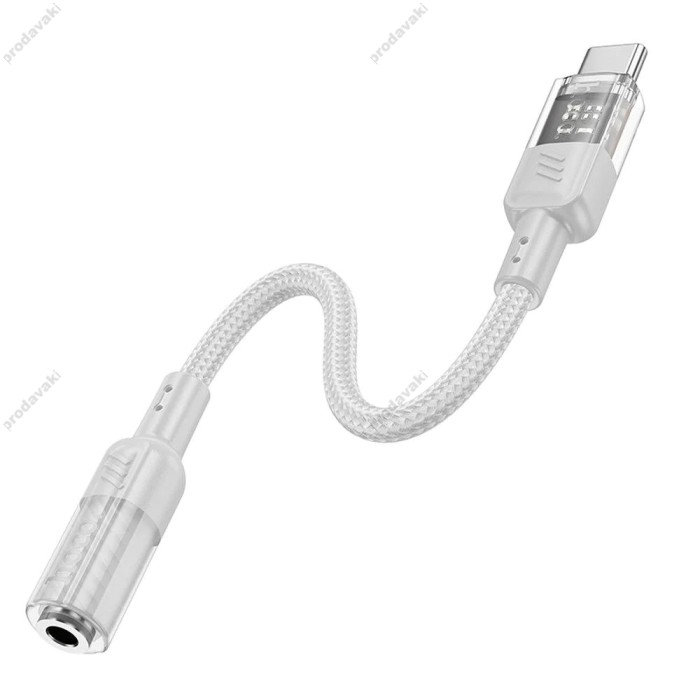 AUX-кабель аудіоадаптер HOCO LS37 Spirit transparent digital audio converter Type-C to 3.5mm Grey
