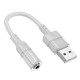 AUX-кабель аудіоадаптер HOCO LS37 Spirit transparent external sound card USB to 3.5mm Gray