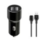 Автомобільний зарядний пристрій XO TZ09 2в1 2USB + Type-C 12W Black