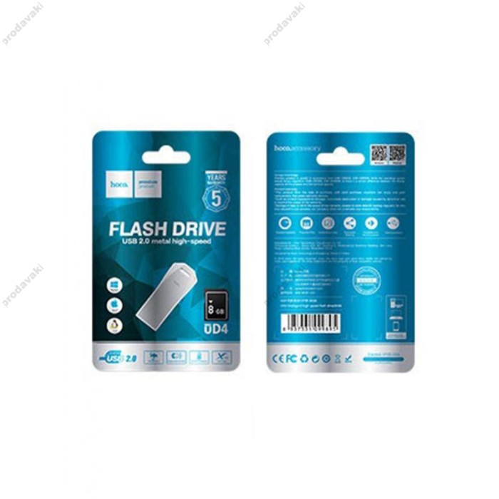 Флеш накопичувач USB HOCO UD4 Intelligent high speed 8Gb silver
