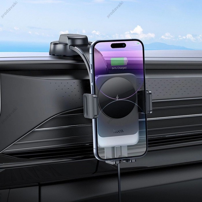 Автомобільний тримач із бездротовою зарядкою Hoco HW14 Speed wireless fast charging (center console) Black