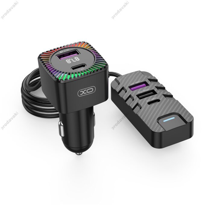 FM - трансмітер XO BCC13 Bluetooth MP3 expansion rear row plug 5V 3.1A Black