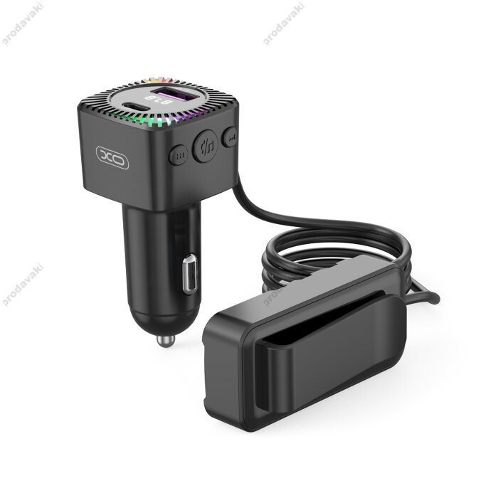 FM - трансмітер XO BCC13 Bluetooth MP3 expansion rear row plug 5V 3.1A Black