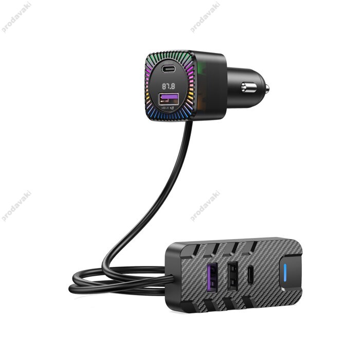 FM - трансмітер XO BCC13 Bluetooth MP3 expansion rear row plug 5V 3.1A Black