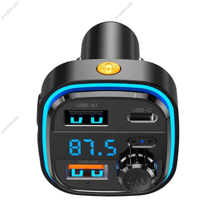 FM - трансмітер XO BCC08 Car Charger with Ambient Light PD 2USB 3.1A black
